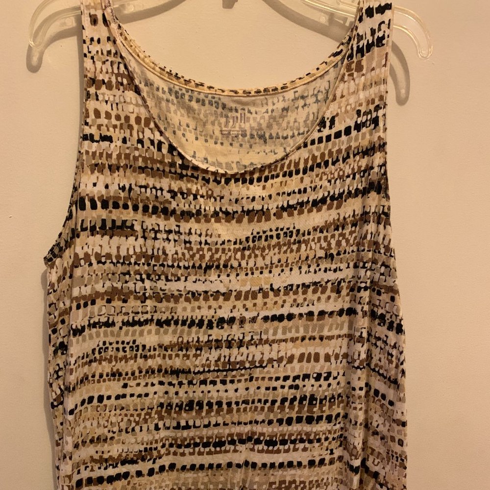 Tank Top w/crescendos of brown/black variegating dot designs (M)